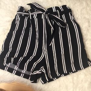 stripe paper bag shorts